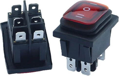 مفتاح روكي 6 دبوس ، عودة الربيع على الوجهين ، 12-24V/220V AC/DC ، مؤشر LED الأحمر (قفل ثابت) in Saudi Arabia
