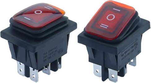 مفتاح روكي 6 دبوس ، عودة الربيع على الوجهين ، 12-24V/220V AC/DC ، مؤشر LED الأحمر (قفل ثابت) in Saudi Arabia