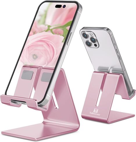 Phone Stand, Aluminum Phone Holder for iPhone 15 14 13 12 11 X 8 7 6 Plus 5, Tablet, Samsung, Huawei, Suitable for All Smartphones, Adding a Touch of Style to Your Office Decor. (Black) in Saudi Arabia