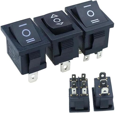 KCD1 Switch Rocker Switch ، 6A/250V 10A/125V AC ، أسود (6pin on Off On) in Saudi Arabia