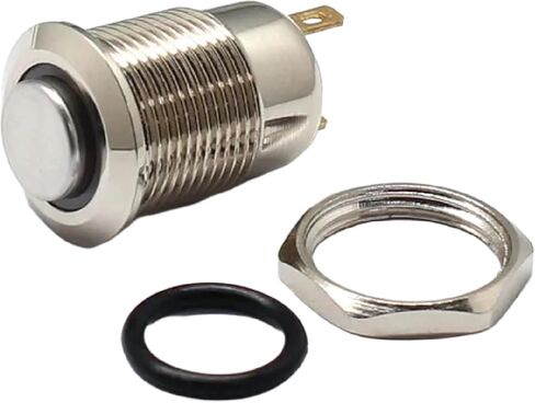مفتاح زر الضغط المعدني 12 مم ، مصابيح LED إضاءة ، 12VDC ، تصميم 2-4 دبوس الإغلاق ، مطلي بالنيكل (لحظة صفراء) in Kuwait
