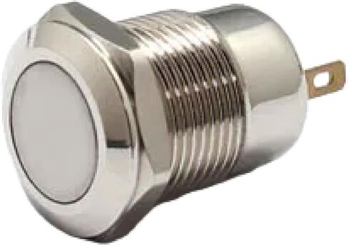 مفتاح زر الضغط المعدني 12 مم ، مصابيح LED إضاءة ، 12VDC ، تصميم 2-4 دبوس الإغلاق ، مطلي بالنيكل (لحظة صفراء) in Kuwait