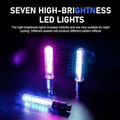 Led Bicycle Wheel Lights, Waterproof Mountain Bike Warning Tyre Lights, Multi-Patterned Change 3.7" Super Bright Bike Tire Valve Stem Light, Universal for Most Bikes in Saudi Arabia