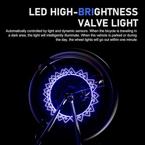 Led Bicycle Wheel Lights, Waterproof Mountain Bike Warning Tyre Lights, Multi-Patterned Change 3.7" Super Bright Bike Tire Valve Stem Light, Universal for Most Bikes in Saudi Arabia