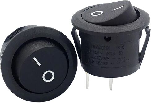 KCD1 Round Rocker Switch ، Black ، 20mm ، SPST On-Off ، 2-Pin ، زر الضغط الذاتي ، تصنيف 10A/250V (Red 5pcs) in Saudi Arabia