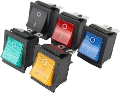مفتاح الروك المضيء ، 16A 250VAC/20A 125VAC ، مفتاح الطاقة 4 دبوس مع ضوء المؤشر ، KCD4 (أسود) in Kuwait
