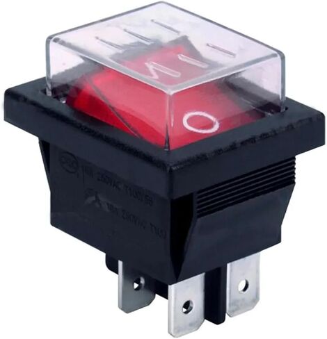 Illuminated Rocker Power Switch, 16A 250VAC/20A 125VAC, 4-Pin, Red LED, ON-Off, Commercial Grade in Saudi Arabia