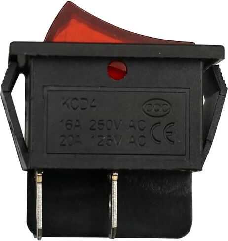 Illuminated Rocker Power Switch, 16A 250VAC/20A 125VAC, 4-Pin, Red LED, ON-Off, Commercial Grade in Saudi Arabia