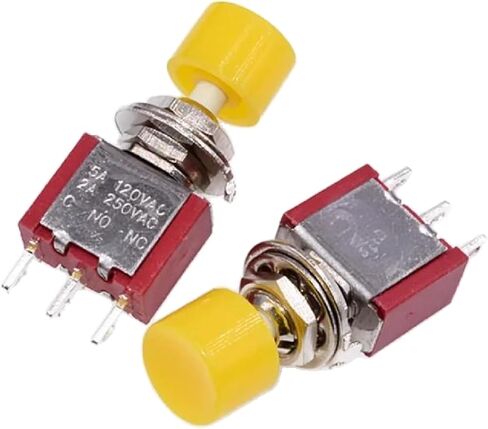 مفتاح زر الضغط 3-Pintary ، 6 مم ، ON- (ON) ، 2A 250VAC/5A 120VAC ، بناء النحاس (أسود) in Kuwait