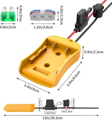 Power Wheels Adapter for Milwaukee M18 Battery Adapter, 18V Power Wheels Battery Converter Kit with Fuses Holder and Switch, Wire Terminals, 12AWG Wire for RC Car DIY Adapter Set (3 Packs) in Kuwait