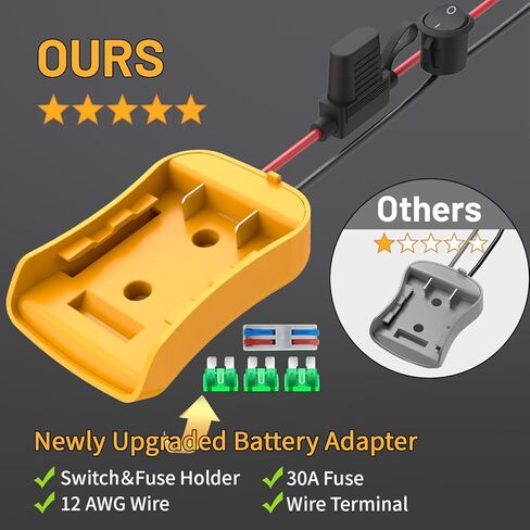 Power Wheels Adapter for Milwaukee M18 Battery Adapter, 18V Power Wheels Battery Converter Kit with Fuses Holder and Switch, Wire Terminals, 12AWG Wire for RC Car DIY Adapter Set (3 Packs) in Kuwait