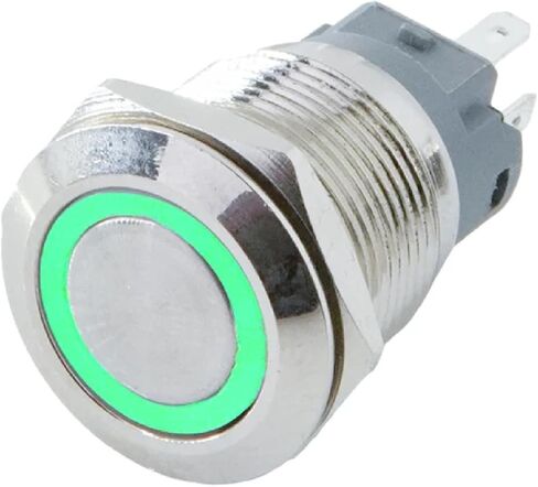 LED Metal Push Button Switch, 12-22mm, IP65 Waterproof, Self-cerveset, eable 3-220V (Green-P 100-240V(220V) 19mm Self Reset) in Saudi Arabia