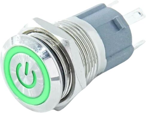LED Metal Push Button Switch, 12-22mm, IP65 Waterproof, Self-cerveset, eable 3-220V (Green-P 100-240V(220V) 19mm Self Reset) in Saudi Arabia