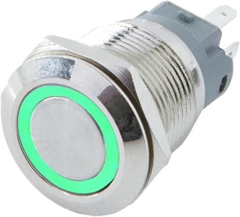 LED Metal Push Button Switch, 12-22mm, IP65 Waterproof, Self-cerveset, eable 3-220V (Green-P 100-240V(220V) 19mm Self Reset) in Saudi Arabia