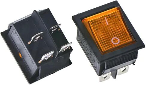 KCD4 Rocker Switch, 30A 250VAC Power Switch with Indicator Light, Green, Orange, Red Illuminated, High Current Capacity for Electrical Equipment (4PIN ON-Off) in Saudi Arabia