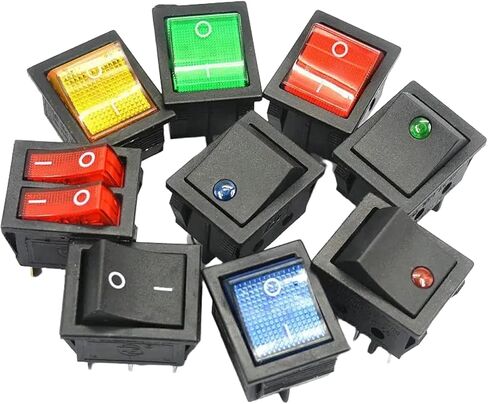 KCD4 Rocker Switch, 30A 250VAC Power Switch with Indicator Light, Green, Orange, Red Illuminated, High Current Capacity for Electrical Equipment (4PIN ON-Off) in Saudi Arabia