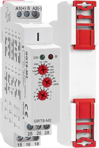 مرحلات تأخير الوقت متعددة الوظائف AC DC 12V-240 VOLT ، 16A مفتاح التوقيت القابل للتعديل 16A على إيقاف تشغيل GRT8-M1 ، مع 10 وظيفة تأخير التحكم في ترحيل التتابع لمدة دقيقة إلى 10 أيام ، جبل DIN RAIL in Kuwait