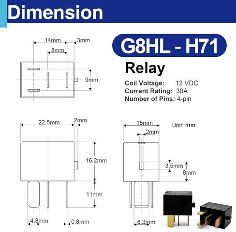 2PCS Automotive Relay, G8HL-H71 39794-SDA-A03 39794-SDA-A05 12VDC, Compatible for 2003-2014 Accord 2006-2014 Civic 2007-2014 Acura MDX CR-V CR-Z Element Car in Kuwait