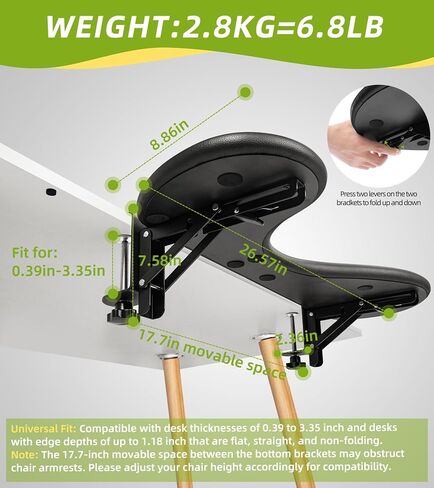 Arm Rest for Desk Adjustable Arm Rest Support for arm Support for Computer Desk Ergonomic Desk Extender Rotating Mouse Pad Holder for Table Office Chair Desk in Saudi Arabia