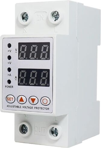Digital Voltage Protector Relay, 220V, Dual Display, DIN Rail Mount, Over/Under Voltage Protection (40A) in Saudi Arabia