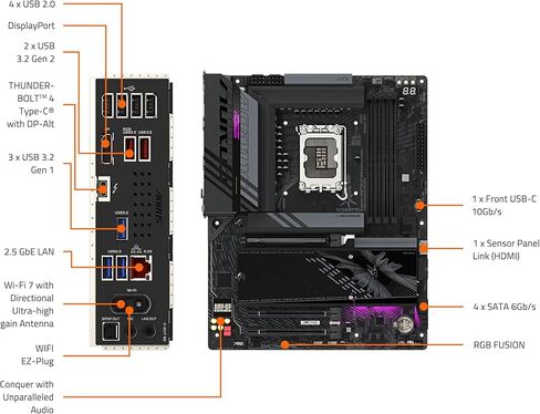 اللوحة الأم GIGABYTE Z790 AORUS PRO X WIFI7 LGA 1700 Intel Z790 X ATX مع DDR5، 5* M.2، PCIe 5.0، USB 3.2 Type-C، Wi-Fi 7، 5GbE LAN، Q-Flash Plus، EZ-Latch Plus in Kuwait