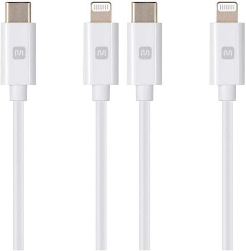 Monoprice Essential Apple MFi Certified Lightning to USB-C Charging Cable - Gold Plated, 1.5 Feet, White in Saudi Arabia