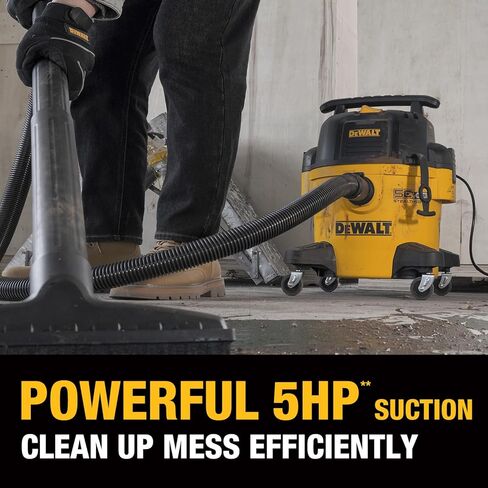 DEWALT 6 جالون STEALTHSONIC Wet Dry Shop Vac، شفط قوي ومكنسة متجر محمولة مع ملحقات، شوبفاك فائق الهدوء للمنزل، المرآب، السيارة، ورشة العمل، موقع العمل، DXV06P-QT، 5 ذروة HP in Kuwait