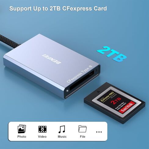 BENFEI CFexpress Type A Card Reader with USB 3.2 (Gen 2) 10Gbps, USB-C&USB-A 2-in-1 Type A CFexpress Adapter, Compatible with Windows/Mac/Linux/Android in Saudi Arabia