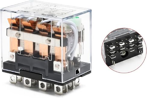 الترحيل الكهرومغناطيسي الصناعي HH52P/53P/54P ، 8/14 PIN ، AC/DC 12V/24V/220V ، جهات اتصال سبيكة فضية (HH62P DC-12V 8 دبوس كبير) in Kuwait