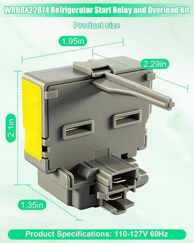 WR08X22874 ثلاجة بدء تشغيل التتابع ومجموعة التحميل الزائد من أجل GE Hotpoint ، ترحيل ضاغط الثلاجة استبدال AP5970731 PS11701228 4454642 EAP11701228 ، نماذج نماذج GTE GFE GNE HPS in Kuwait