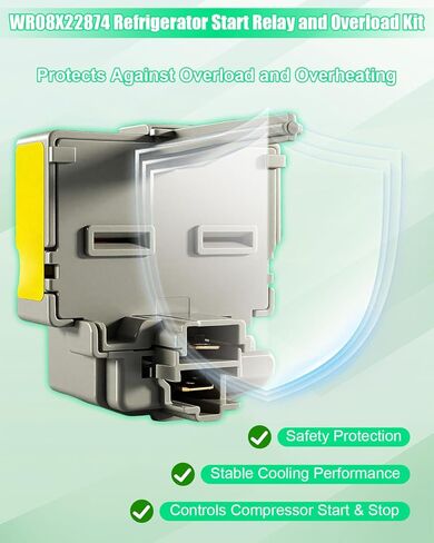 WR08X22874 ثلاجة بدء تشغيل التتابع ومجموعة التحميل الزائد من أجل GE Hotpoint ، ترحيل ضاغط الثلاجة استبدال AP5970731 PS11701228 4454642 EAP11701228 ، نماذج نماذج GTE GFE GNE HPS in Kuwait