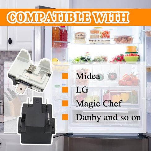 3pins ثلاجة فريزر PTC ابدأ الترحيل ومجموعة واقي الحمل الزائد المتوافقة مع Midea و LG و Magic Chef و Danby ، استبدال لـ QPE2-A4R7MD3 in Saudi Arabia
