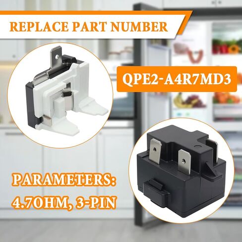 3pins ثلاجة فريزر PTC ابدأ الترحيل ومجموعة واقي الحمل الزائد المتوافقة مع Midea و LG و Magic Chef و Danby ، استبدال لـ QPE2-A4R7MD3 in Saudi Arabia