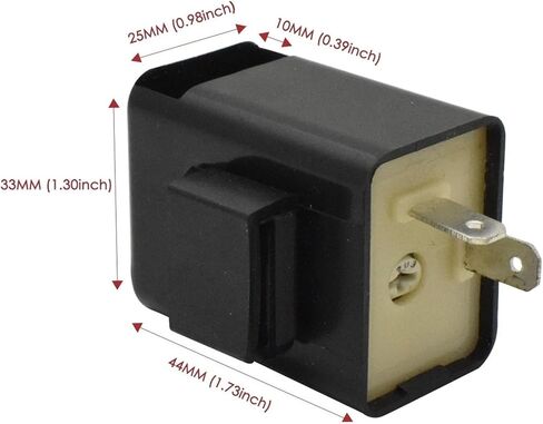 Universal 12V LED Flasher Relay with Adjustable Frequency, Black, Rubber Metal Construction, 4.4x3.3x2.5cm, Turn Signal Blinker Indicator, Model WX-7199 (Black) in Kuwait