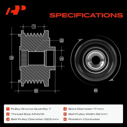 A-Premium Alternator Freewheel Clutch Pulley Compatible with Toyota Camry, RAV4, Highlander, Tundra, Sienna, 4Runner, Avalon, Venza, FJ Cruiser & Lexus RX350, ES350, IS250, IS350, GS300, GS350 in Saudi Arabia
