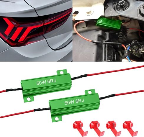 4pcs مقاومات تحميل ، مقاومات سيارة 50W 6OHM ، محول لمقاوم إشارة الإشارة LED ، مقاوم حالة الألومنيوم لإصلاح لمبة LED FASS HYPER FLAND رمز خطأ وميض (6RJ ، 4pcs) in Saudi Arabia