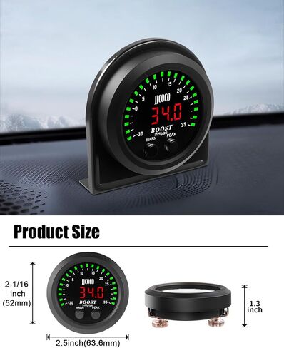 35psi Turbo Boost/Vacuum Gauge LED Display Kit مع 1/8npt مستشعر الضغط الإلكتروني وقوس التثبيت للسيارة والشاحنة ATV 2-1/16 "52 مم in Kuwait