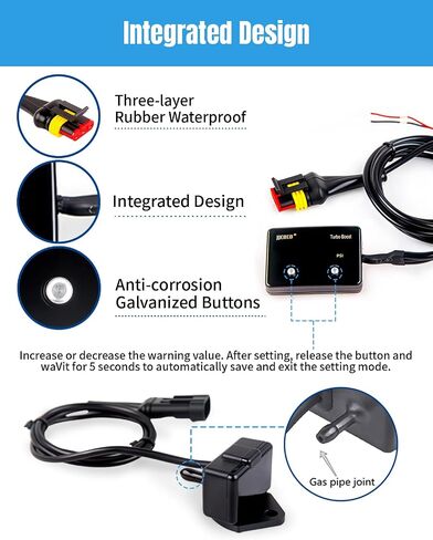 Turbo Boost/Vacuum Gauge Kit -28 in.hg 40 psi LED Display Discloy 12V Boost Meter مع مستشعر للدراجة النارية على متن قارب السيارات ATV Universal in Kuwait