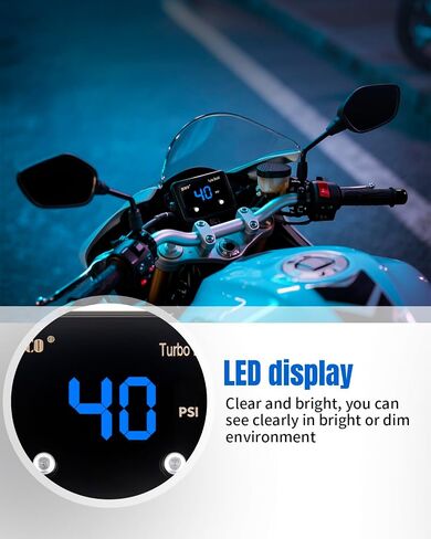Turbo Boost/Vacuum Gauge Kit -28 in.hg 40 psi LED Display Discloy 12V Boost Meter مع مستشعر للدراجة النارية على متن قارب السيارات ATV Universal in Kuwait