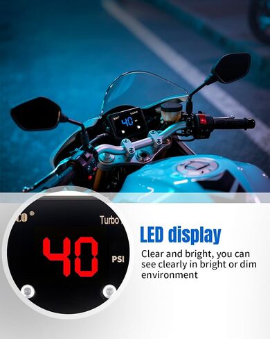 Turbo Boost/Vacuum Gauge Kit -28 in.hg 40 psi LED Display Discloy 12V Boost Meter مع مستشعر للدراجة النارية على متن قارب السيارات ATV Universal in Kuwait