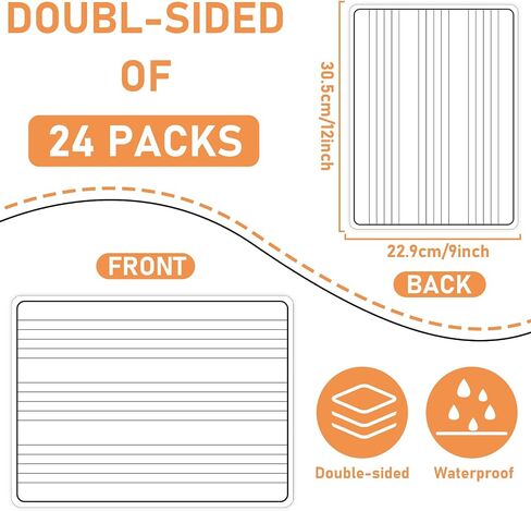 24 Pack Long Division Whiteboard for Kids Teaching Multiplication Double-Sided Cardboard Board Division Chart Portable Math Manipulatives Whiteboard Educational Tools for Students Classroom 12" x 9" in Kuwait
