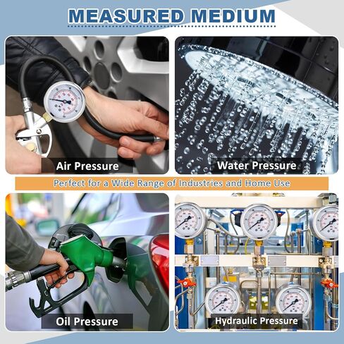 6 PCS 0-100 PSI Glycerin Liquid Liquid Gauge 2.5 '' 'Sile Silege Liquid 1/4 "NPT BRASS MOUNT مع علبة من الفولاذ المقاوم للصدأ IP67 مقاوم للماء لاختبار ضغط الهواء المائي in Saudi Arabia