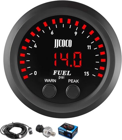 15psi مجموعة مقياس ضغط الوقود مع مستشعر إلكتروني 1/8npt و LED DIGNT DISTRAL DIVILE LOW LEPER METER BRACKET TILL TILL للسيارة والشاحنة - 2-1/16 "(52 مم) in Kuwait