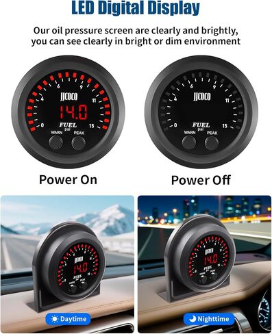 15psi مجموعة مقياس ضغط الوقود مع مستشعر إلكتروني 1/8npt و LED DIGNT DISTRAL DIVILE LOW LEPER METER BRACKET TILL TILL للسيارة والشاحنة - 2-1/16 "(52 مم) in Kuwait