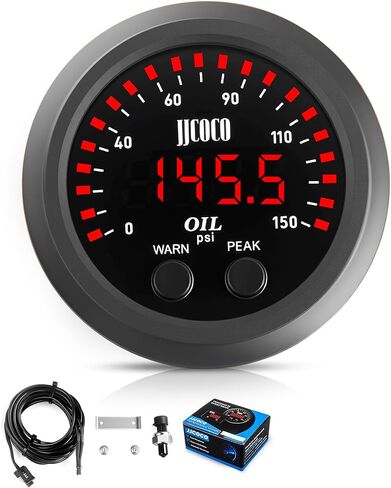 150ppsi مجموعة مقياس ضغط الزيت مع 1/8npt مستشعر إلكتروني وقوس التثبيت 12V/24V DC مقياس المقياس للسيارات سيارة شاحنة السيارات 2-1/16 "52 ملم in Kuwait