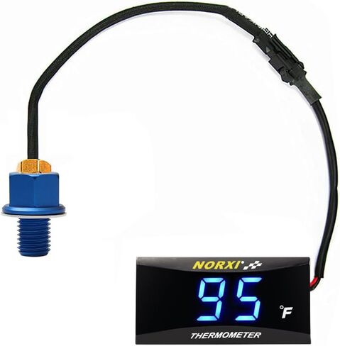 Motorcycle Oil Temperature Compact Thermometer with High Temperature Warning Function, Fahrenheit Meter (M12X1.5, Blue) in Kuwait
