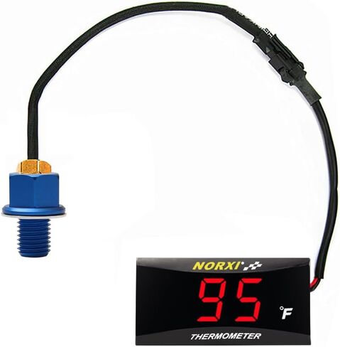 Motorcycle Oil Temperature Compact Thermometer with High Temperature Warning Function, Fahrenheit Meter (M12X1.5, Blue) in Kuwait