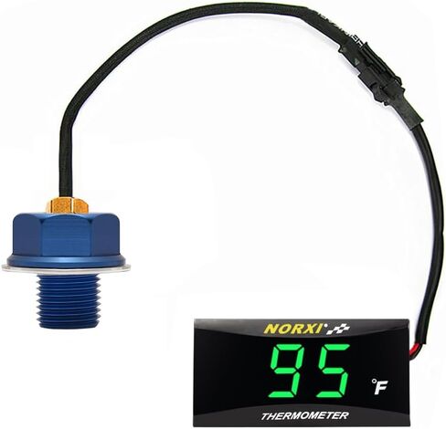 Motorcycle Oil Temperature Compact Thermometer with High Temperature Warning Function, Fahrenheit Meter (M12X1.5, Blue) in Kuwait