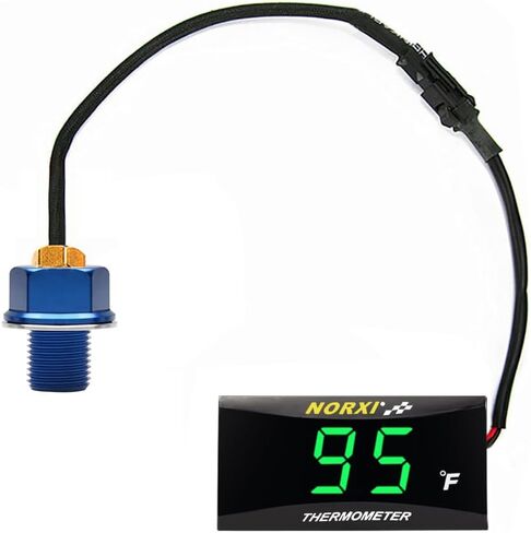 Motorcycle Oil Temperature Compact Thermometer with High Temperature Warning Function, Fahrenheit Meter (M12X1.5, Blue) in Kuwait