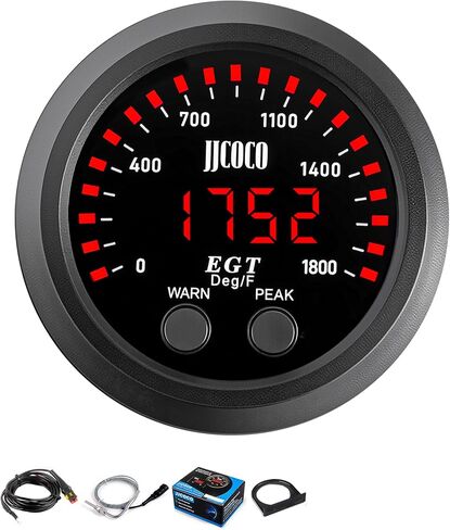 1800 درجة فهرنهايت عادم عادم عادم عادم طقم مع 1/8npt من النوع K EGT Sensor & Bracket LED DIGHT DISTRED DISTRED GASE GAS METER للسيارة والشاحنة 2-1/16 "(52 مم) in Kuwait
